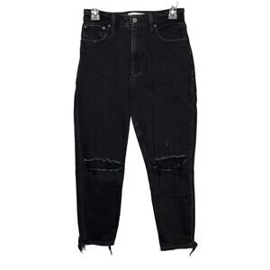 Abercrombie & Fitch Size 25 The‎ Mom High Rise Curve Love Black Distressed Jeans